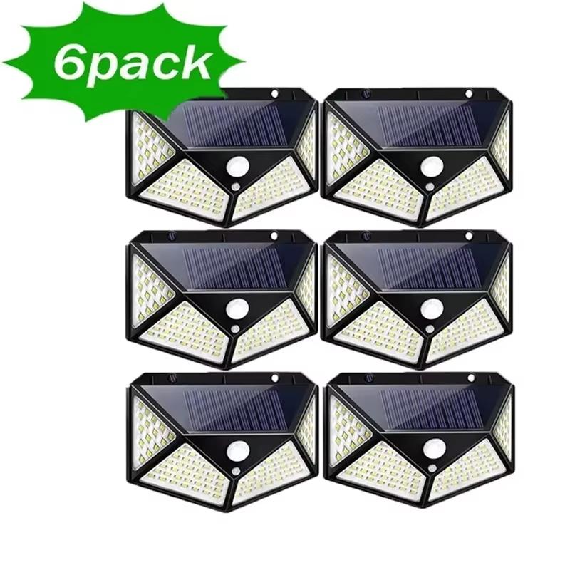 Solar Wall Lamp Outdoor 100 LED 4 Sided Luminous Motion Sensor Waterproof Garden Courtyard Lighting 1/2/4/6/10PCS Set