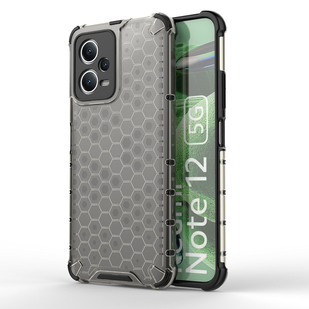 Hurtel Honeycomb Serie - Hybride Telefoonhoes - Xiaomi Redmi Note 12 5G / Poco X5 5G - Zwart - Beschermend