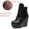 10cm 12cm Small Size 33-43 Fashion Platform Wedges Shoes Women Boots Leather 2025 High Heels Motorcycle Ankle Boots Office Mom