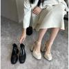 Black/Beige Platform Buckle Strap Cover Heeled Women's Mary Jane Shoes Casual Square Head 13cm High Heels Ladies Pumps
