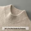 Men's 100% Pure Wool Half-High Collar Thick Pullover - Casual Loose Knit Base Layer Sweater for Autumn/Winter