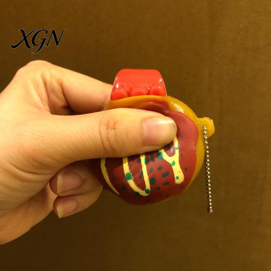 Soft TPR Squeeze Toy with Hanging Chain Simulated Octopus Meatball Shape Portable Keychain Stress Relief Ball Material Pinching Decompressing