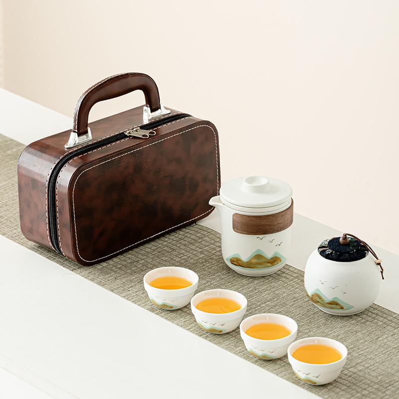 Simple Tea Set, Portable Tea Set, Travel Storage Special Business Outdoor Camping Gifts, Express Cup Random Gift