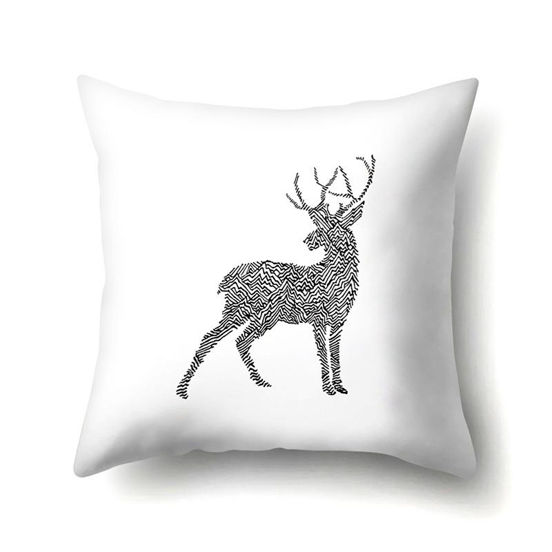 Polyester Pillowcase Automobile Decoration Home Printed Deer Pillowcase Waist Cushion Cover Car Cushion Head Cushion Cover