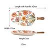 Ceramic Salad Plates with Handle,Porcelain Dinner Plates,Colorful Floral Pattern Serving Plate for Desserts Sandwiches Dishes
