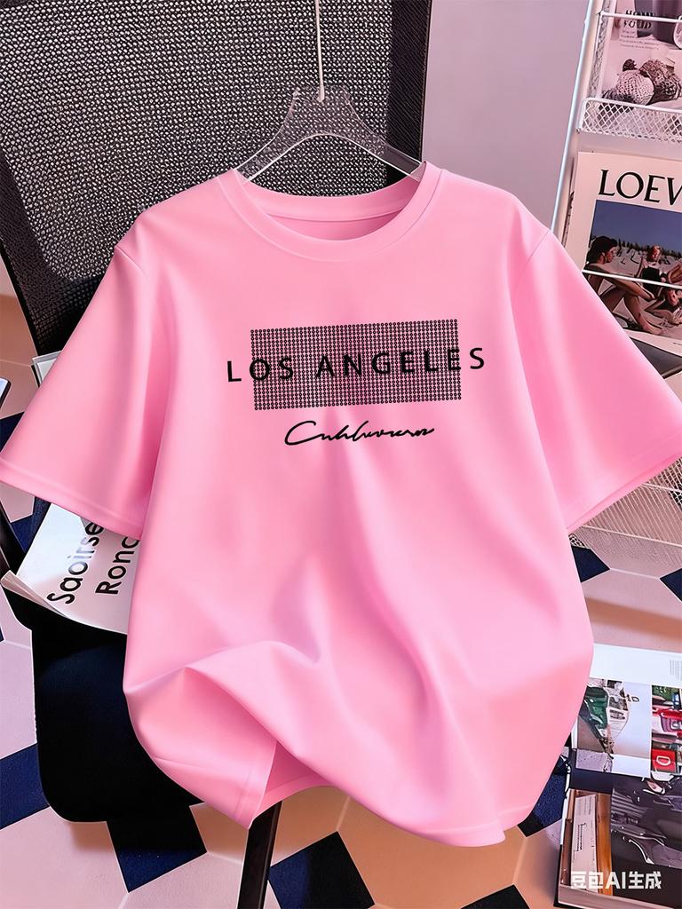 Los Angeles California Usa Prints Short Sleeve TShirts Womens Summer Cotton Tee Shirts Loose ONeck Soft Tops Street Clothes