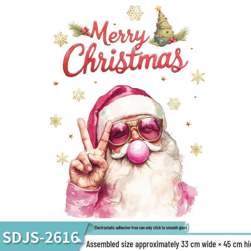 Colorful Christmas Window Decoration Set: Tree, Santa, Reindeer Stickers
