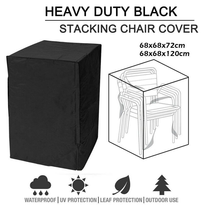 Dust-proof Chair Cover Outdoor Garden Heavy Duty Black Stacking UV Waterproof Furniture Cover Patio Garden Table Chair Covers