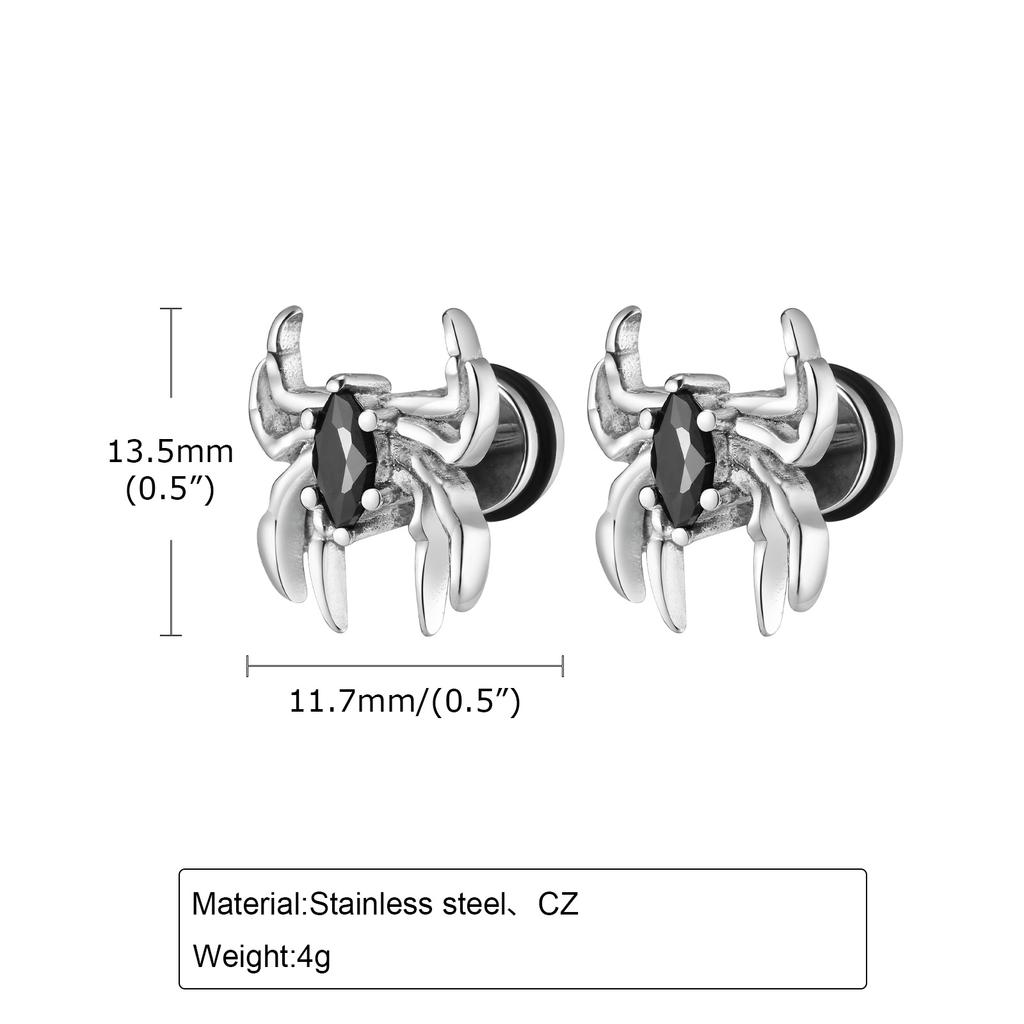 Spider/Cross/Cat/Crow/Four-pointed Star Stud Earrings for Unisex Unique Design Punk Personality Earrings Enamel Fashion Jewelry