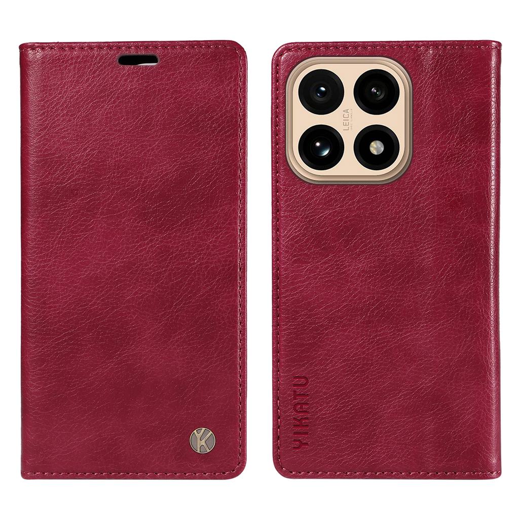 For Xiaomi 15T Wallet Case YIKATU YK-006 Magnetic Closure Leather Phone Cover Litchi Texture