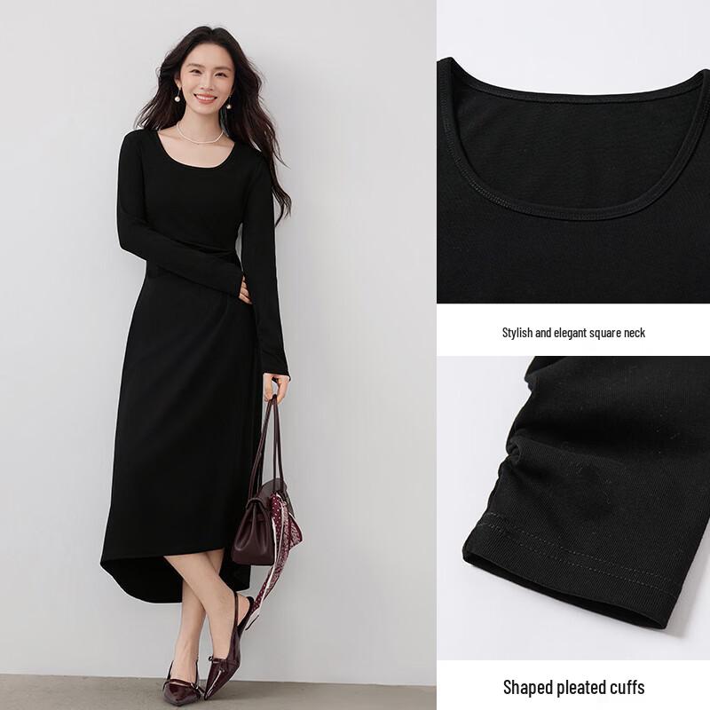 Elegant Black Knitted Midi Dress