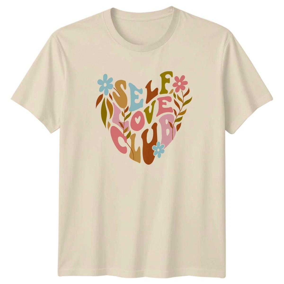 Self Love Club Womens T-Shirt Retro Floral Aesthetic Lifestyle Birthday M