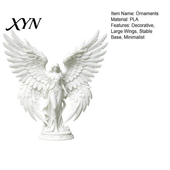 Matte Finish Angel Collectible 3D Printed Figurine with Large Wings, White Statue, Keepsake Gift Aesthetic Minimalist Sculpture for Home Office