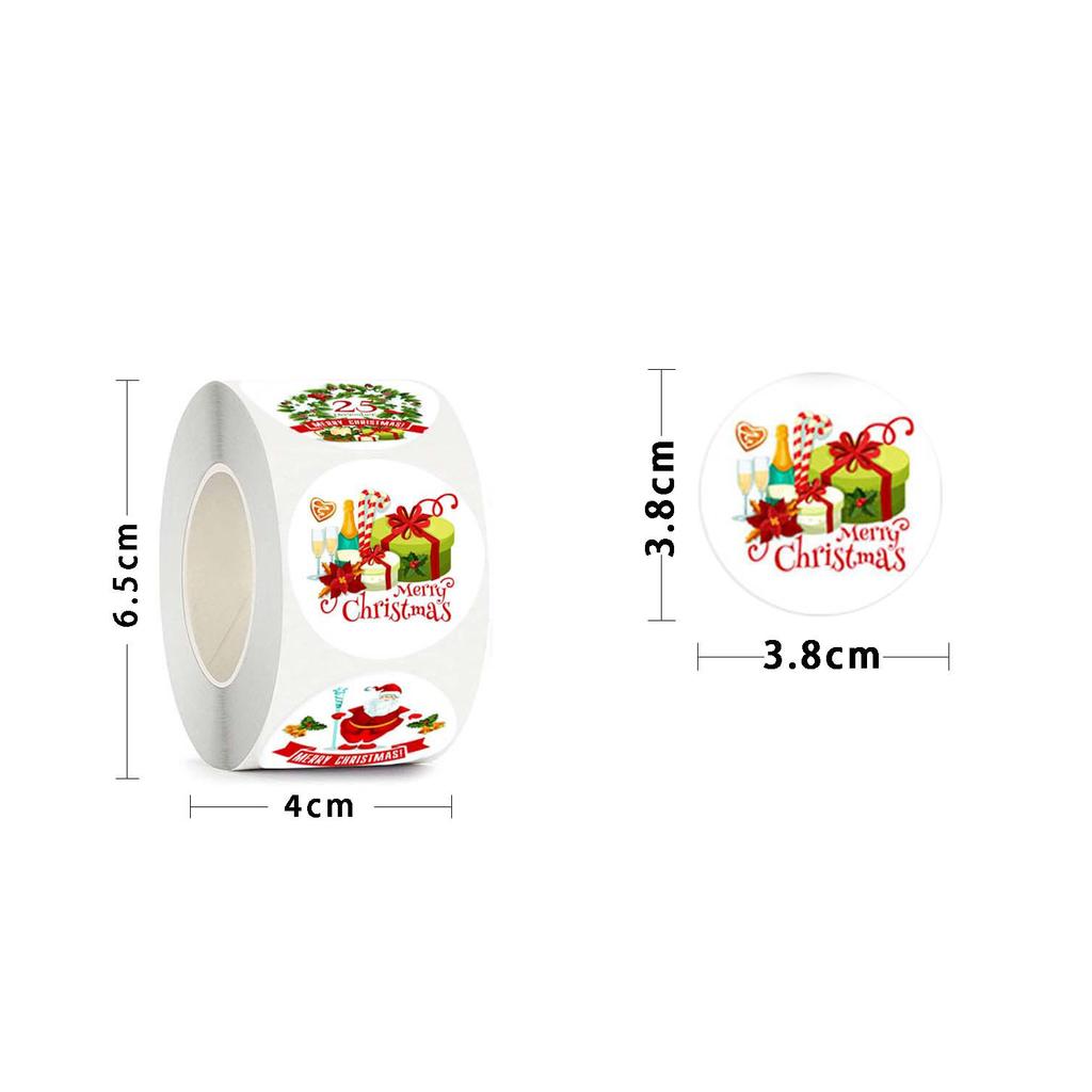 1 Roll with 500 Stickers Merry Christmas Stickers Cristmas Xmas Party Seal Labels Stickers For DIY Gifts Baking Package Envelope Stationery Decor