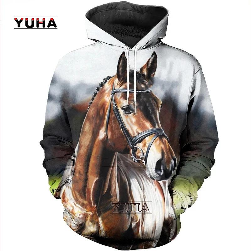 yk2Newest Funny Animal Horse Tattoo Street Clothing Long Sleeved Sportswear Newfashion 3D Printed Autumn Casual Hoodie
