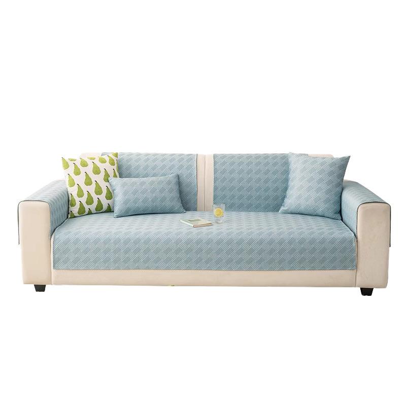 New Spring And Summer Ice Silk Cool Sofa Cushion Summer Non-Slip Thin Sofa Seat Cushion Solid Color Cover Towel