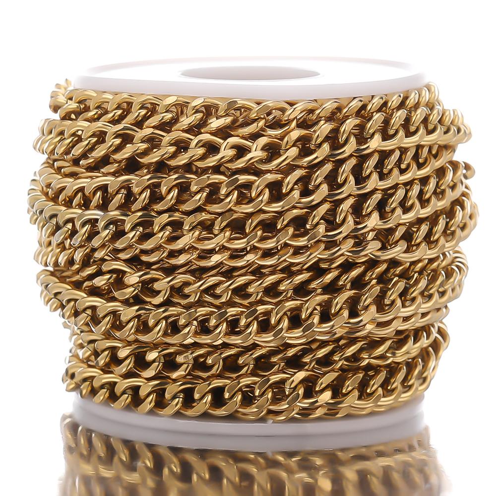 1 Meter Stainless Steel Cuban Chains Bulk for DIY Jewelry Making Crafts Bracelet Accessories Handmade Hip Hop Necklace Findings