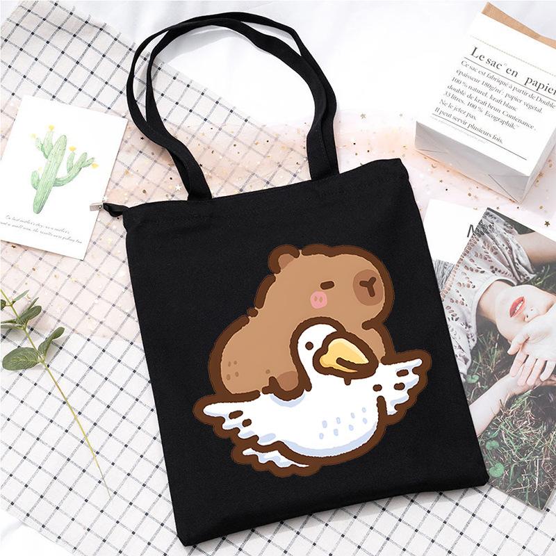 Cute Cartoon Animation Handbag Large Capacity Messenger Bag Office Commuter Portable Shoulder Bag Canvas Bag