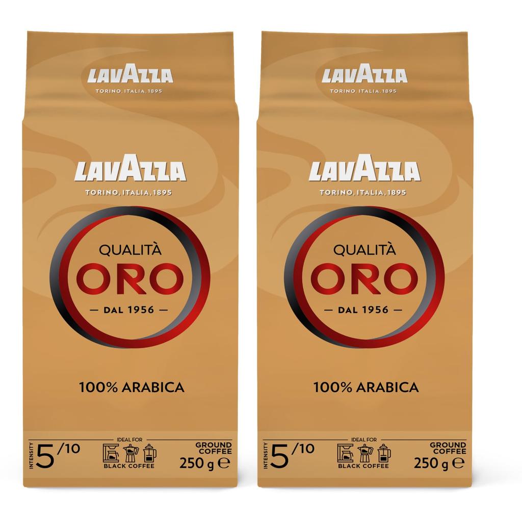 LAVAZZA Qualita Oro Ground 500g X for Regular Drip and Espresso Coffee, (250g 2), Coffee, Filter,