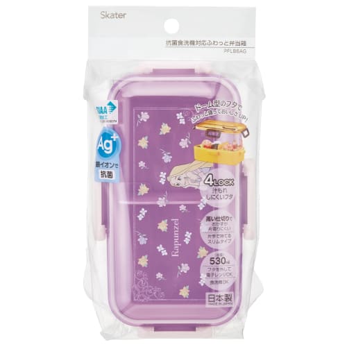 Skater Bento Box 530ml Antibacterial Fluffy Dome Lid Made in Japan Disney Rapunzel Flower PFLB6AG