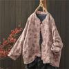 Johnature Women Vintage Print Floral Jackets Stand Long Sleeve Autumn Chinese Style Female Jackets