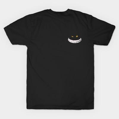 Men Black Print T-shirt Cheshire Smile No-Cut Transfer Paper Print Cotton Tshirt
