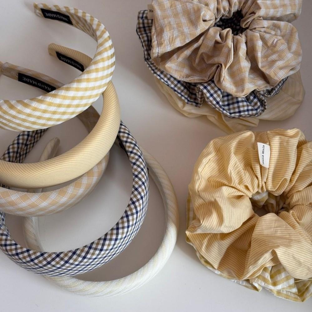 Light Yellow Elastic Hair Ties Minimalist Pattern Hair Rope Sweet Ponytail Hair Scrunchies Women