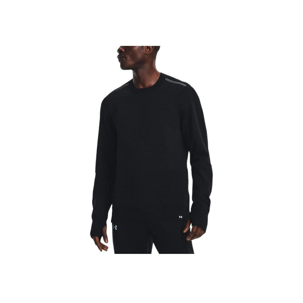 Under Armour Solid Color Logo Print Running Sweatshirt Men Tops Black 1371573-001