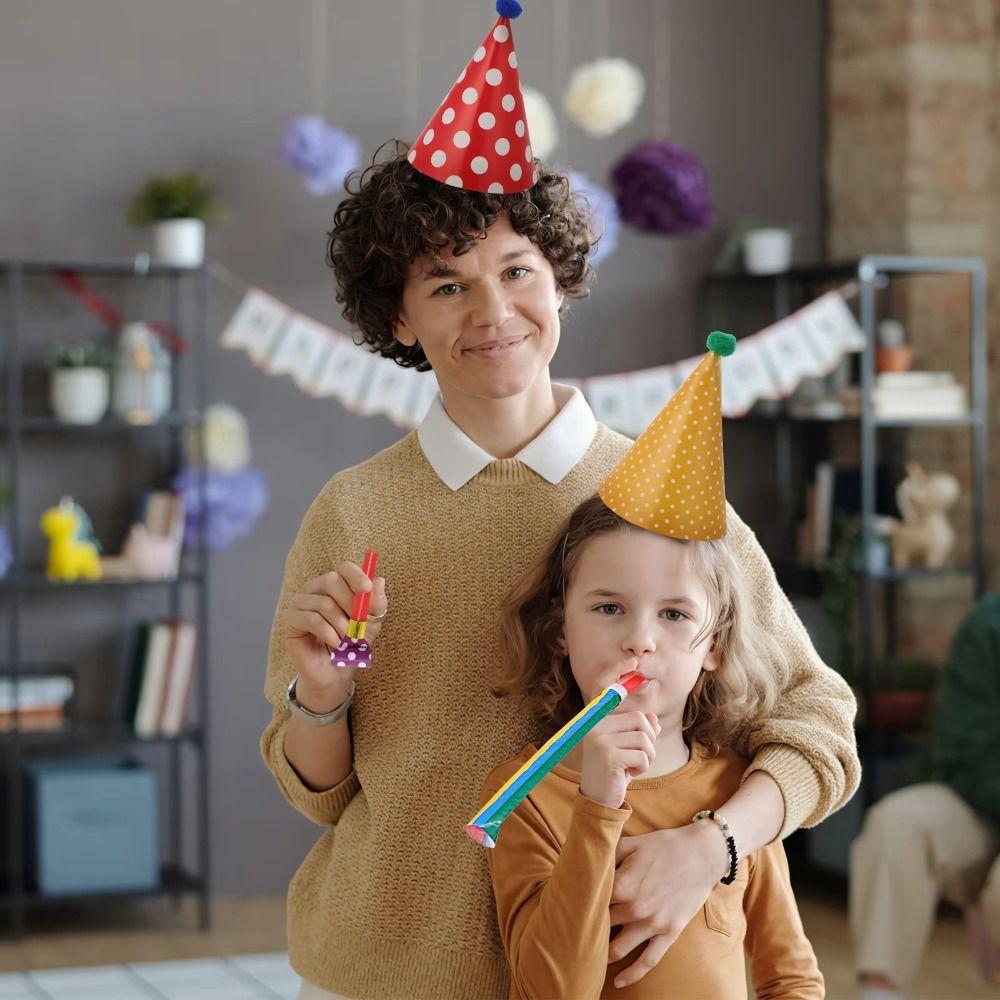 11Pcs/Set Fashion DIY Happy Birthday Party Hats Handmade Dot Cap Crown Crown Hats for Kids Birthday Party Photo Props