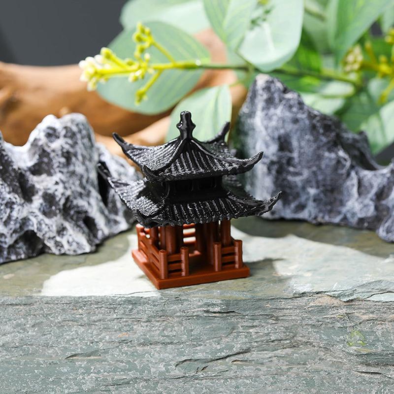 Mini Pagoda Statue Fairy Garden Decor Ancient Building Model Japanese Pavilion Decorations Zen Garden Aquarium Bonsai Decor