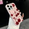 Korean Cherry Pattern Phone Case For iPhone 17 16 15 14 13 12 11 Pro Max 14 15 Plus 17 Air Wrinkle Wave Soft Silicone Drop Cover
