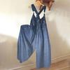 Women's Adjustable Strap Floral Print Overalls Jumpsuit Loose Fit Wide Leg Casual Suspender Pants
