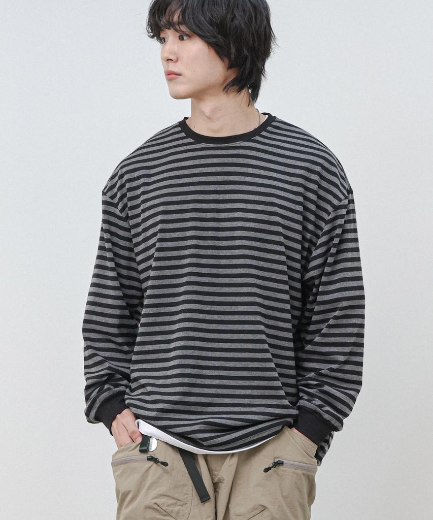 Modernoment Striped Oversized String Long Sleeve [Gray]