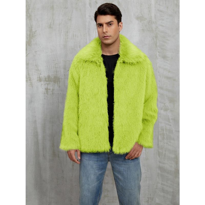 European and American men's lapel short imitation fur jacket thermal jacket plush coat