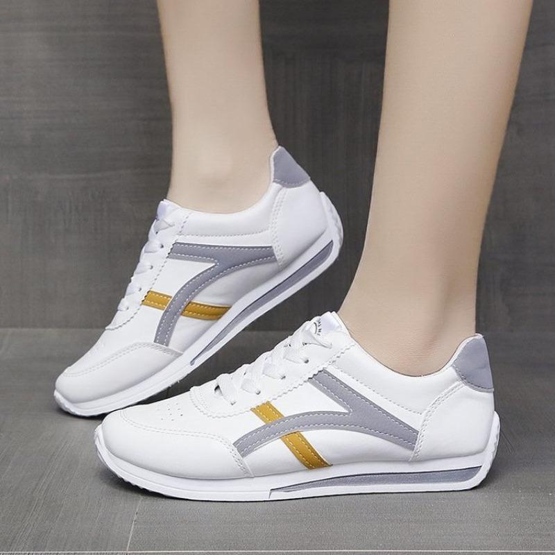 

Spring and summer new sports style women s shoes leather surface student white shoes running trendy shoes 41 серый