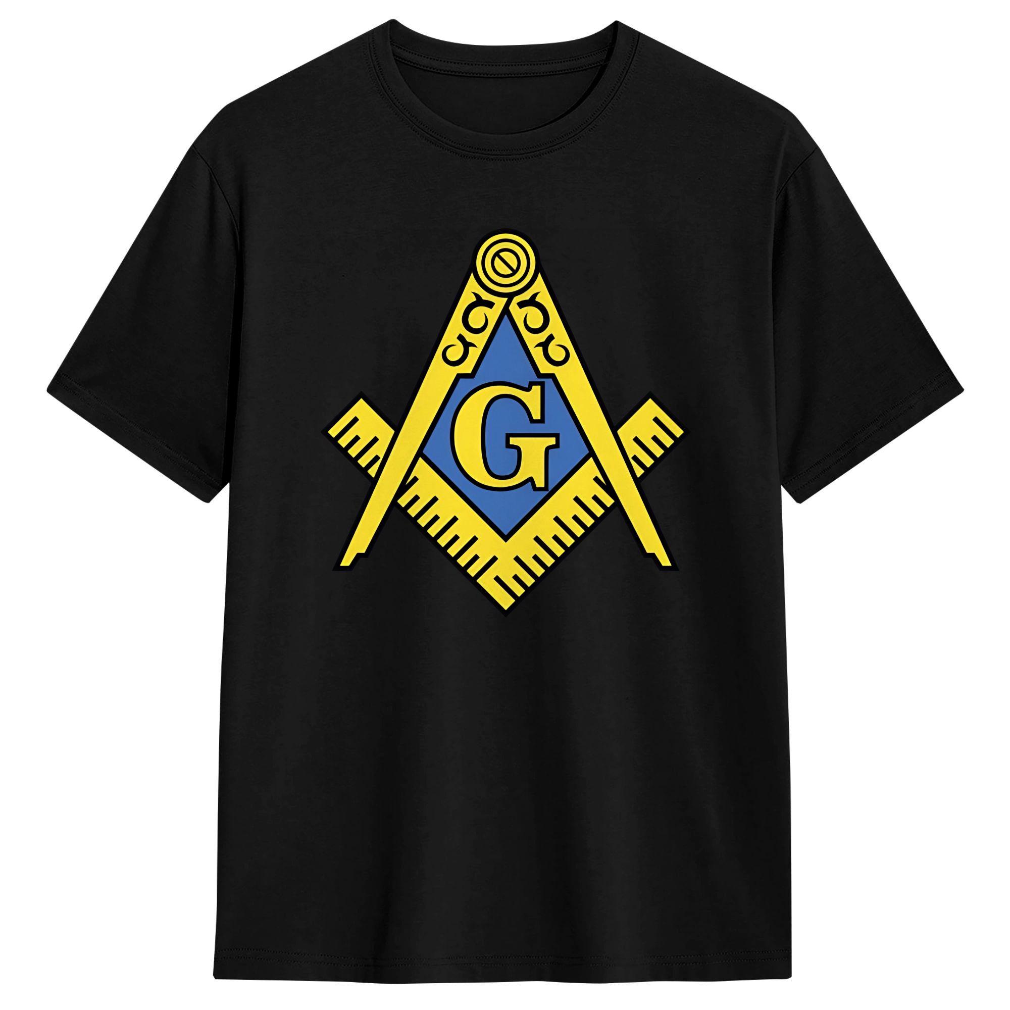 

Cool Freemason Gold Square T-Shirt for Men Round Collar Cotton T Shirts Short Sleeve Tees Big Size Tops 5XL різнокольоровий