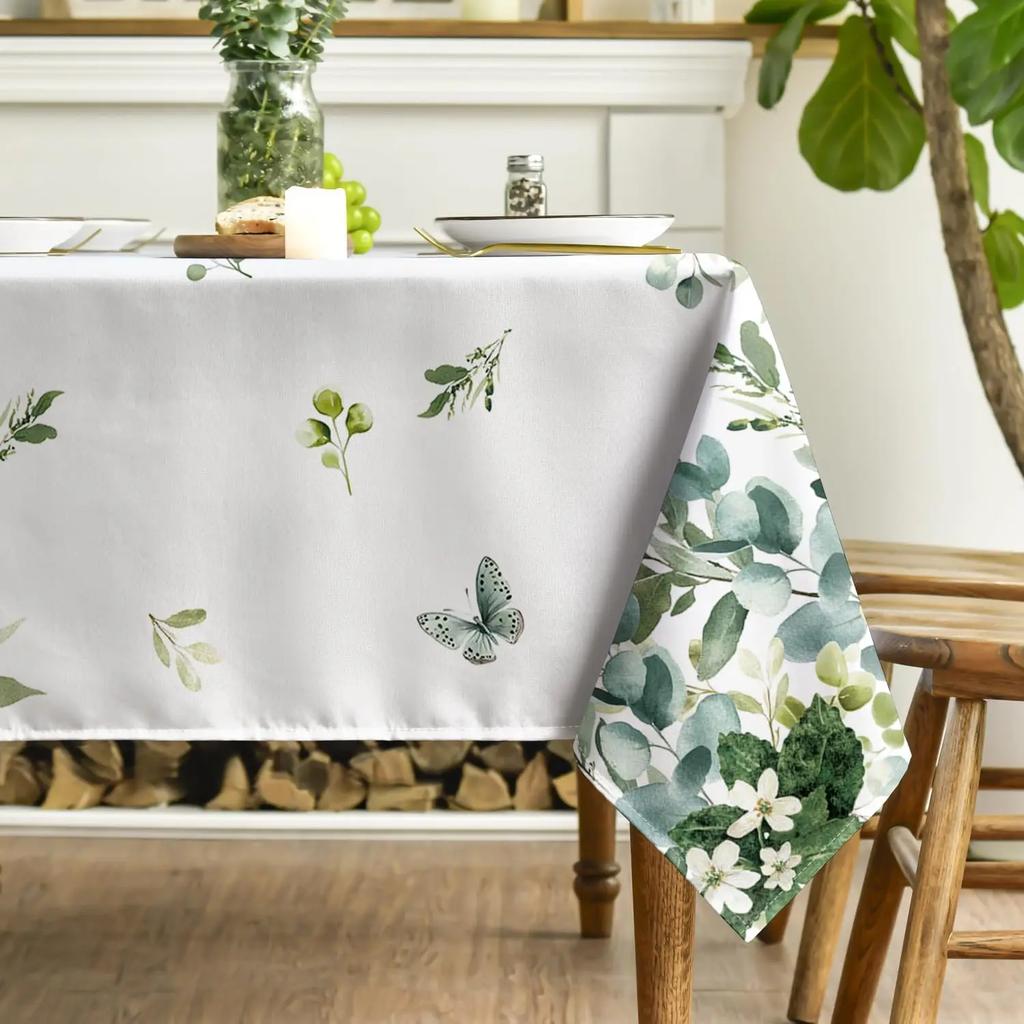 Rectangular Horaldaily Spring Summer Tablecloth Eucalyptus Floral Table Cover for Party Picnic Dinner Decor