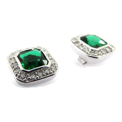 [J5328] - Silver Earrings 'Sissi' Green White
