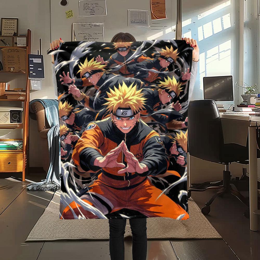 1Pc Naruto Lightning Print Flannel Blanket, High Quality Comfortable for All Seasons, Home Decor, Warmth and Comfort, Perfect for Christmas Gifts