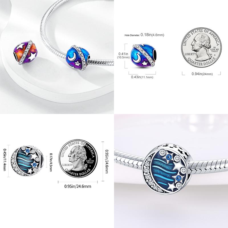 Kupfer Blaumond Glühwürmchen Dekorativer Anhänger Charm Kompatibel Mit Original Armband Armband Charm Perlenkette Diy Damen Schmuckstück