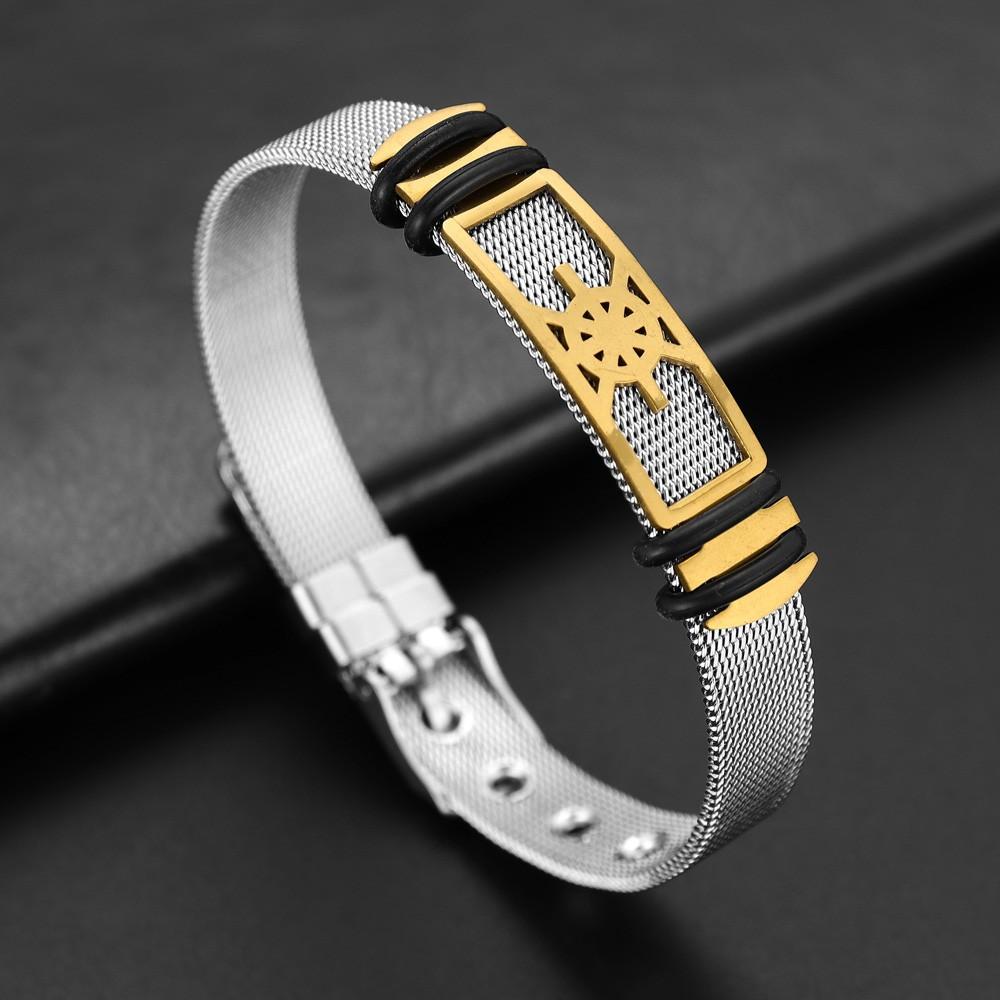 

Модный браслет с рисунком компаса в стиле панк, регулируемый браслет из нержавеющей стали, популярный простой праздничный подарок, аксессуар для вечеринки