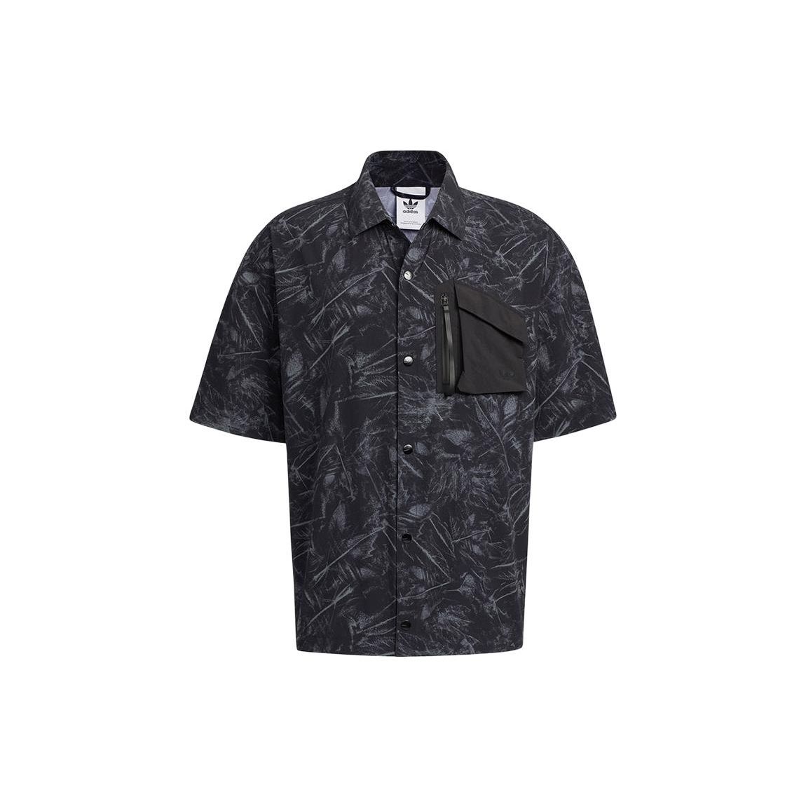 

Adidas Originals Trefoil SS22 All-Over Print Casual Short-Sleeve Shirt Men Tops Black HS9471