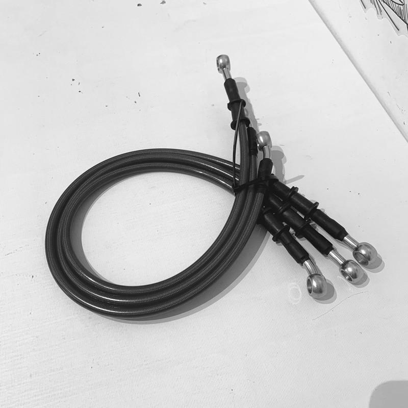 HQ Motorcycle Hydraulic Brake Hose Lengh 400mm-1500mm  Universal Brake Hose Line Steel Brake Cable  Banjo Head Both Sides 28 °