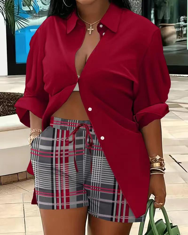 Women's Fashion Print Two-Piece Set: Elegant European & American Style