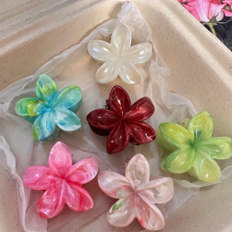 Small Daisy Flower Hair Claw - Marble Texture Wave Floral Design - Ponytail Hairclips - Sweet & Cute Style - Suitable for Daily Wear