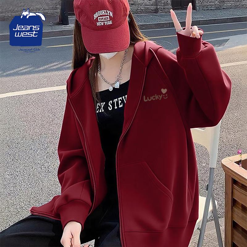 Jeanswest Women's Retro Hooded Loose Sweatshirt