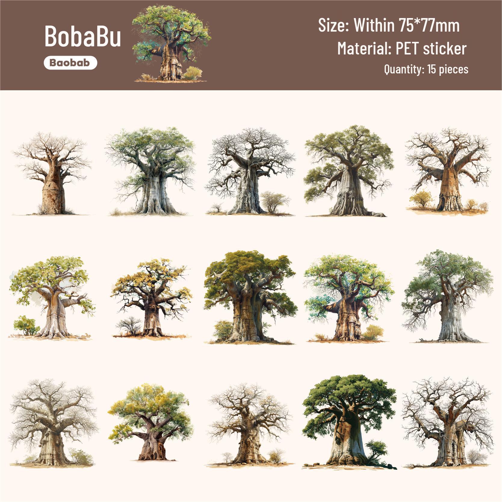 Водонепроницаемый набор наклеек RetroStory «Пейзаж с деревьями» для DIY-журналов