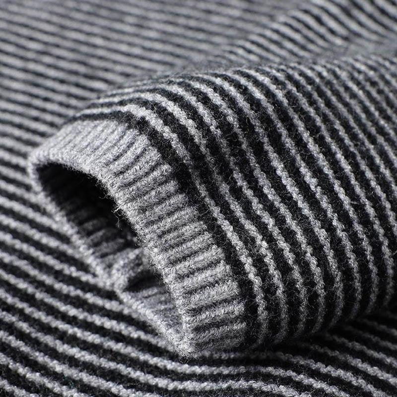 Plus Size Sweater Thickened Hooded Female Autumn Loose Striped Knit Sweater Warm Knit Sweater Tops