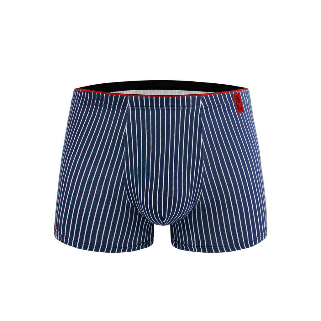 Men's Striped Seamless Breathable Mid-Waist Boxer Briefs