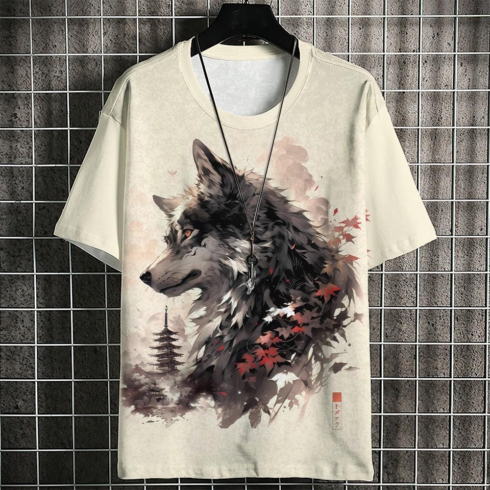 Japanisches Samurai-Katzen-Herren-T-Shirt, Sommermode, kurzärmlig, 3D-Druck, Cartoon-Herrenbekleidung, Anime-T-Shirt für Männer, Tops, T-Shirt